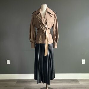 Jonathan Simkhai Dakota Vegan Faux Leather Trench Coat Pleated Skirt Runway